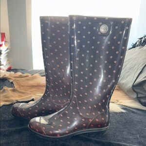 UGG Women's Black Polka Dot Rain Boots